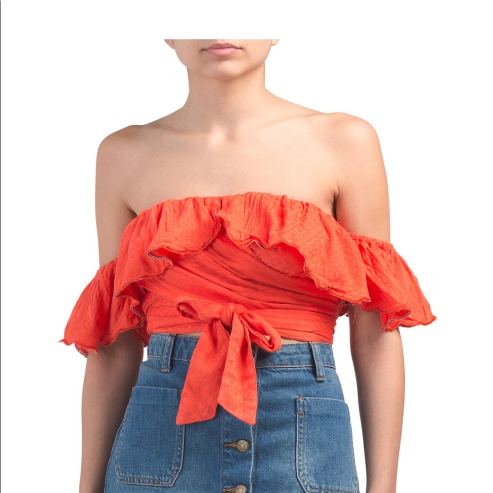 NWT Paper Heart Wrap Crop Top